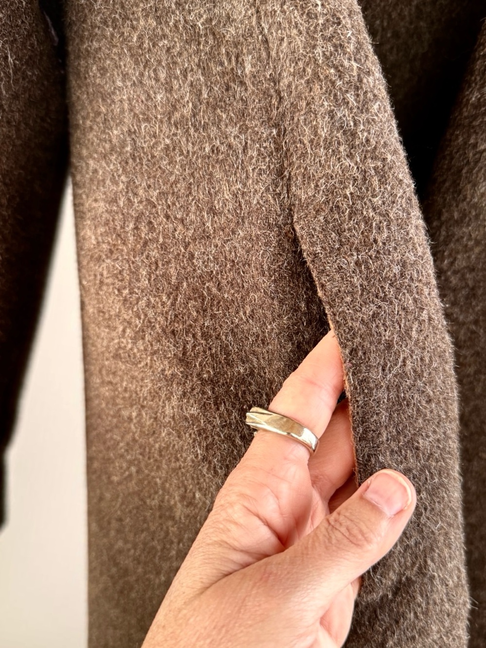 Reversible Brown/Camel Alpaca Wool Blend Coat Size Women's Large Soft Oversized - Picture 7 of 15